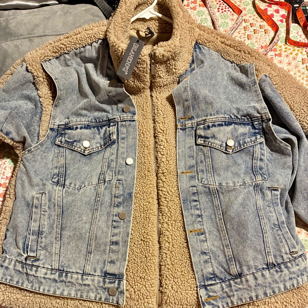 Anthropologie BLANKNYC Fuzzy Wuzzy Denim Sherpa Jacket Womens Size M NWT - Picture 8 of 8